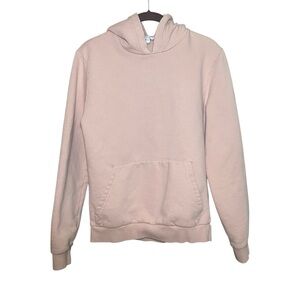 Reiss Hoodie Blush Beige Pink Pullover Kangaroo Pocket Minimal Size S Cotton